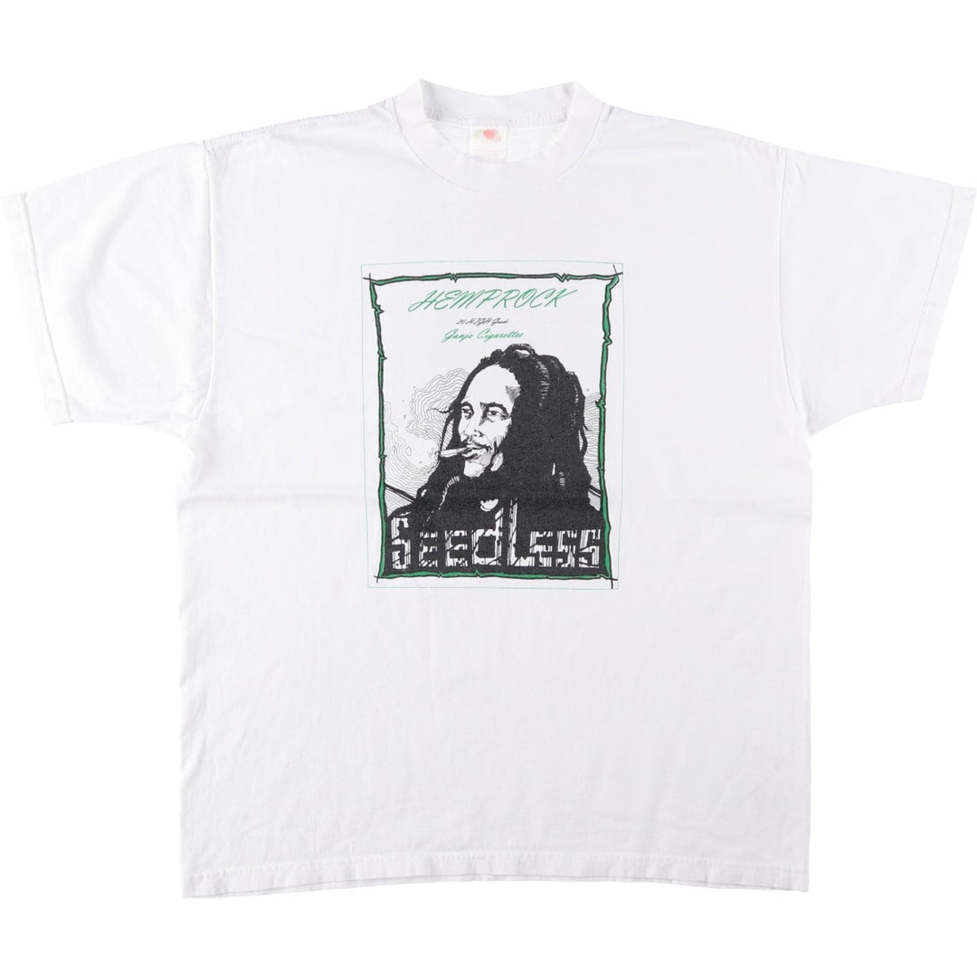 Fruit of the Loom BEST BOB MARLEY Band T-shirt (Men's XL equivalent) cotton white type Vintage Second Hand