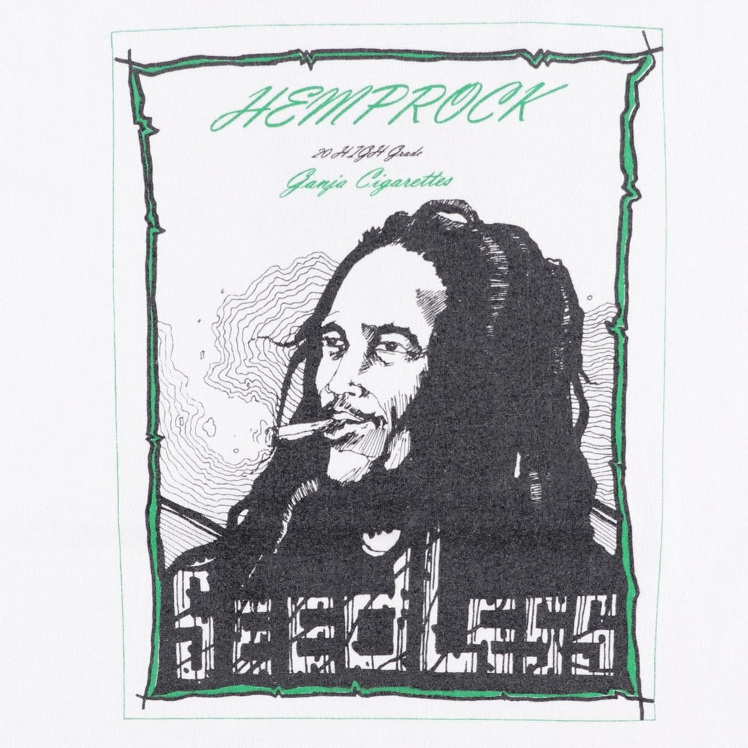 Fruit of the Loom BEST BOB MARLEY Band T-shirt (Men's XL equivalent) cotton white type Vintage Second Hand