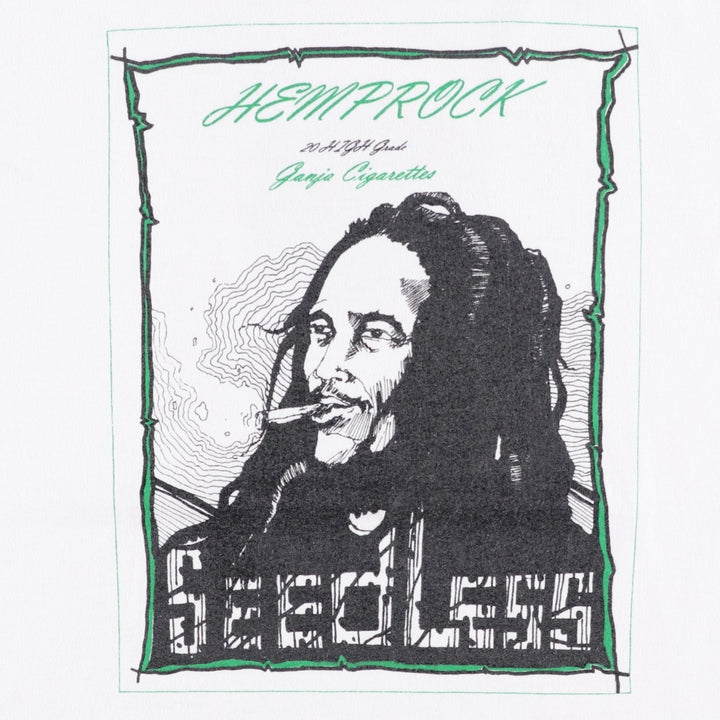 Fruit of the Loom BEST BOB MARLEY Band T-shirt (Men's XL equivalent) cotton white type Vintage Second Hand
