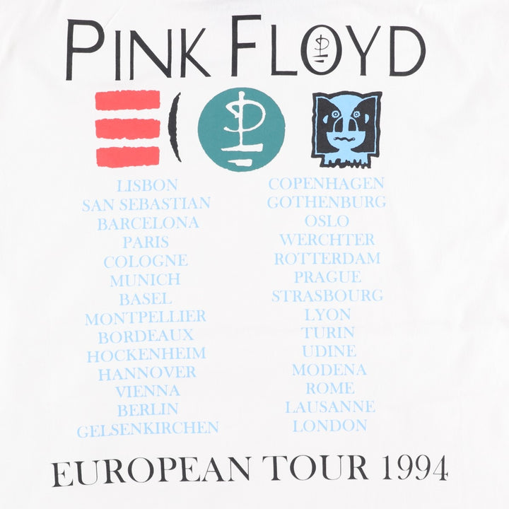 PINK FLOYD Pink Floyd Band T-shirt Band T Men's L size cotton white type Vintage Second Hand