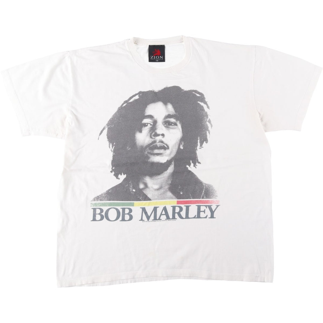ZION BOB MARLEY Bob Marley Band T-Shirt, Made in USA, Men's XL cotton white type Vintage Second Hand