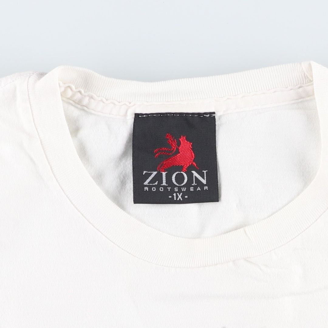 ZION BOB MARLEY Bob Marley Band T-Shirt, Made in USA, Men's XL cotton white type Vintage Second Hand