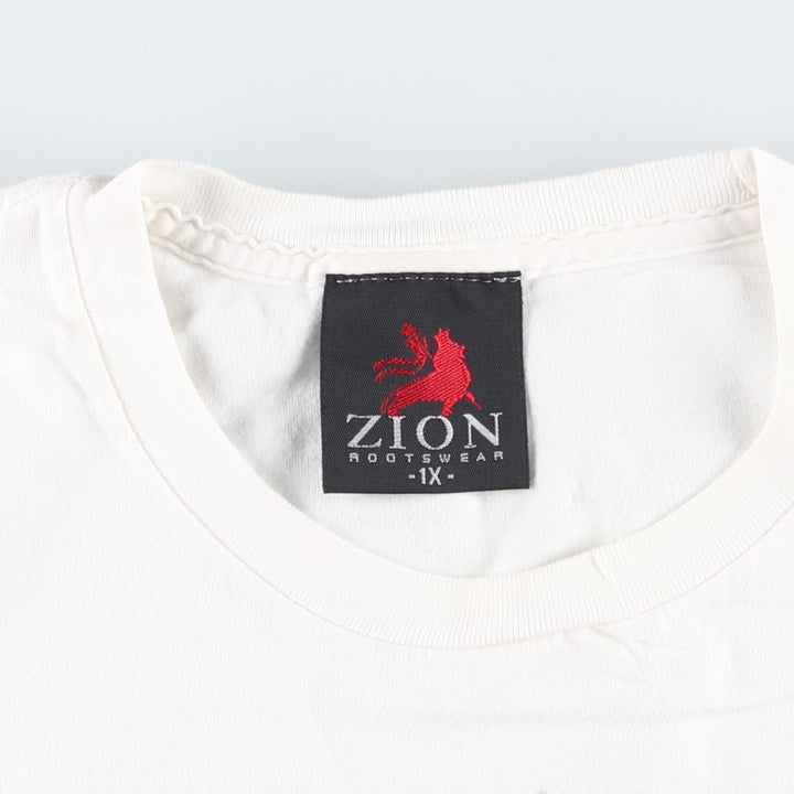 ZION BOB MARLEY Bob Marley Band T-Shirt, Made in USA, Men's XL cotton white type Vintage Second Hand