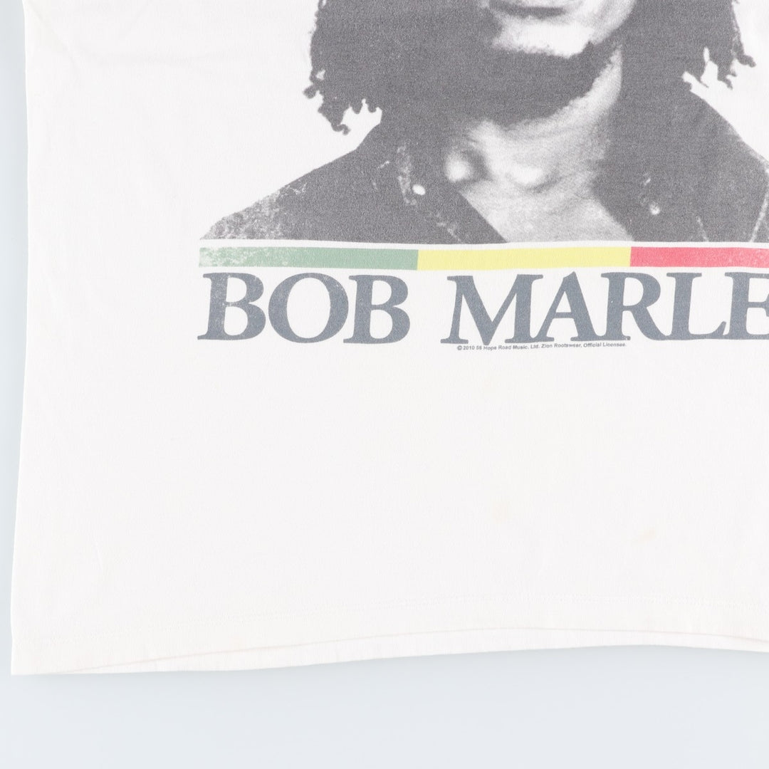 ZION BOB MARLEY Bob Marley Band T-Shirt, Made in USA, Men's XL cotton white type Vintage Second Hand