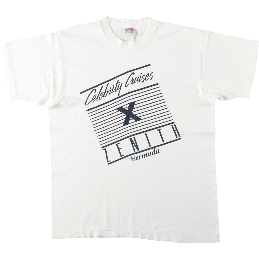 90'S Fruit of the Loom Heavy Cotton Advertising T-Shirt, Made in USA, Men's Size L (approx.), Vintage cotton white type Vintage Second Hand