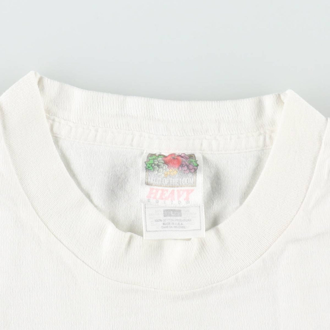 90'S Fruit of the Loom Heavy Cotton Advertising T-Shirt, Made in USA, Men's Size L (approx.), Vintage cotton white type Vintage Second Hand