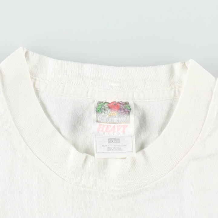 90'S Fruit of the Loom Heavy Cotton Advertising T-Shirt, Made in USA, Men's Size L (approx.), Vintage cotton white type Vintage Second Hand
