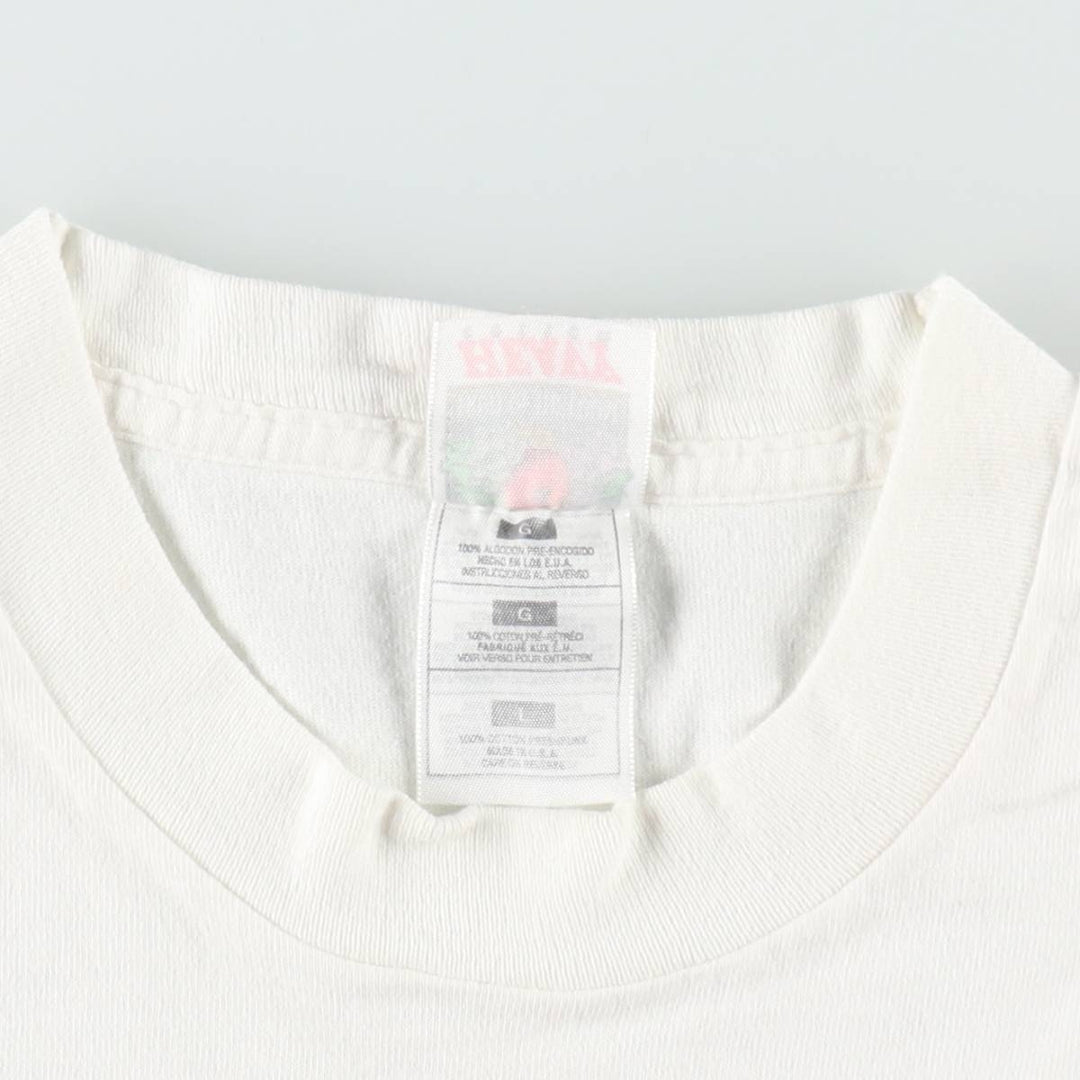 90'S Fruit of the Loom Heavy Cotton Advertising T-Shirt, Made in USA, Men's Size L (approx.), Vintage cotton white type Vintage Second Hand