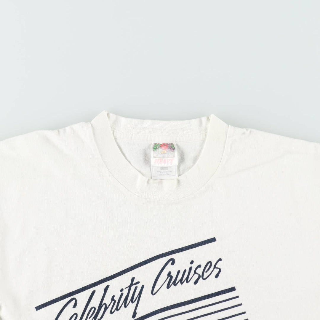 90'S Fruit of the Loom Heavy Cotton Advertising T-Shirt, Made in USA, Men's Size L (approx.), Vintage cotton white type Vintage Second Hand