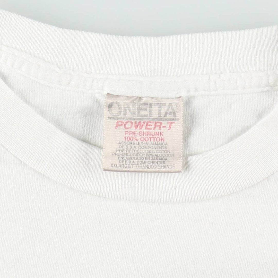 90'S ONEITA POWER-T Print T-Shirt, Men's XXL equivalent, Vintage cotton white type Vintage Second Hand