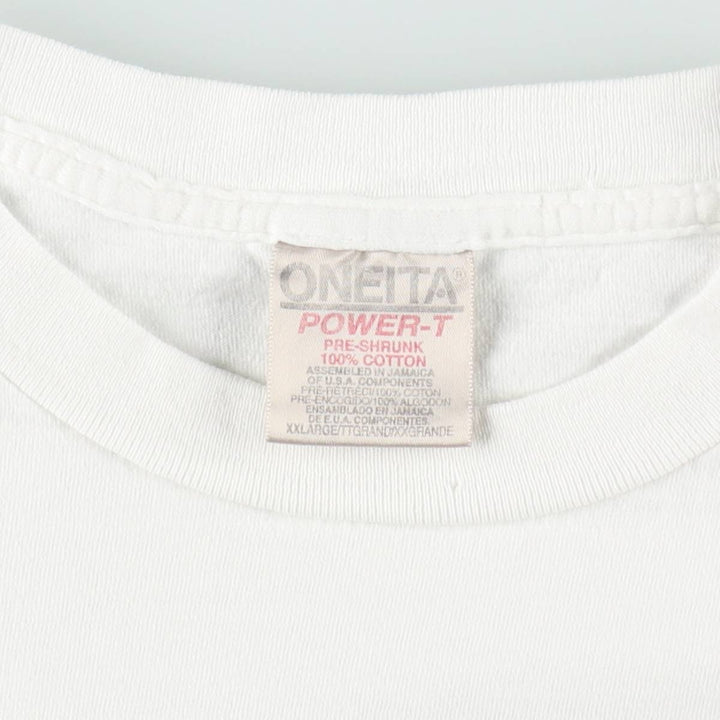 90'S ONEITA POWER-T Print T-Shirt, Men's XXL equivalent, Vintage cotton white type Vintage Second Hand