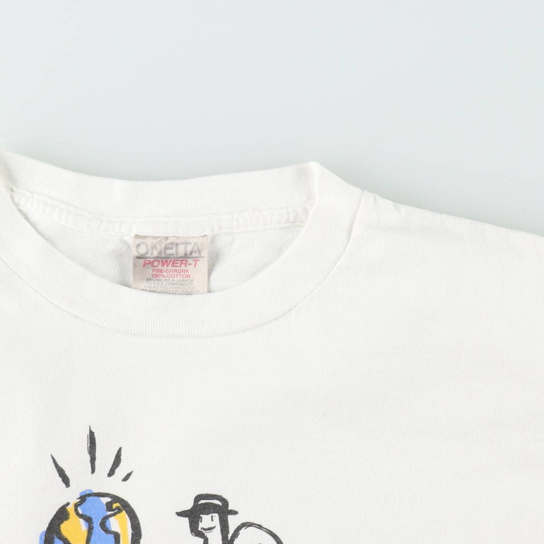 90'S ONEITA POWER-T Print T-Shirt, Men's XXL equivalent, Vintage cotton white type Vintage Second Hand