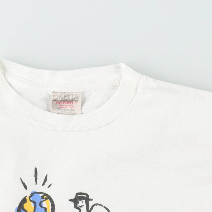 90'S ONEITA POWER-T Print T-Shirt, Men's XXL equivalent, Vintage cotton white type Vintage Second Hand