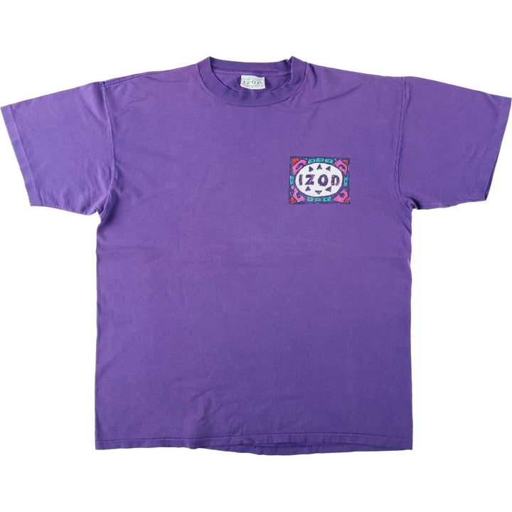 90'S IZOD Print T-Shirt, Made in USA, Men's Size M (Equivalent), Vintage cotton purple type Vintage Second Hand