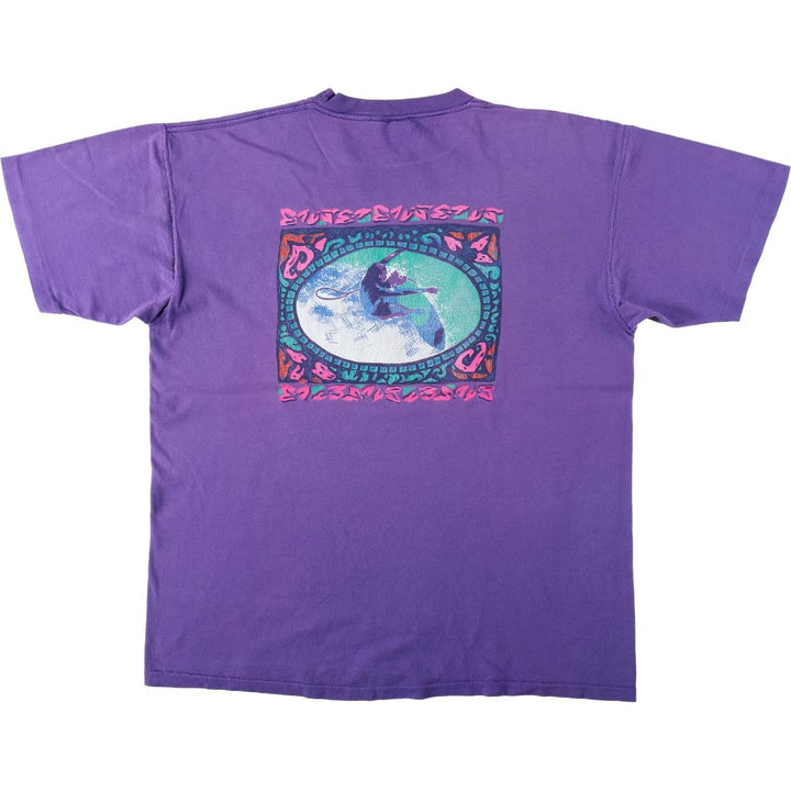 90'S IZOD Print T-Shirt, Made in USA, Men's Size M (Equivalent), Vintage cotton purple type Vintage Second Hand