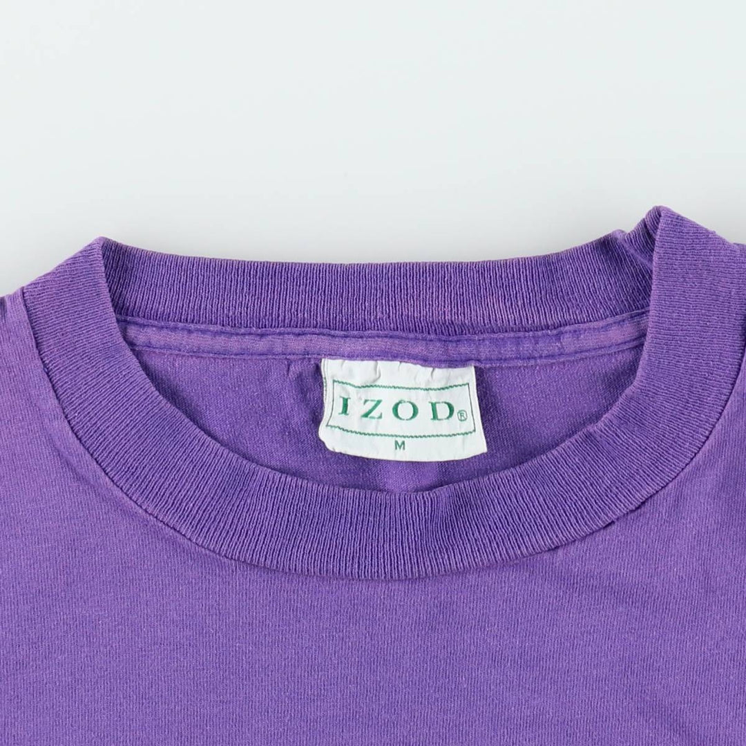 90'S IZOD Print T-Shirt, Made in USA, Men's Size M (Equivalent), Vintage cotton purple type Vintage Second Hand
