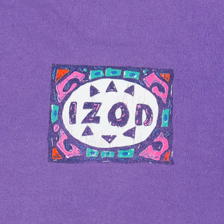 90'S IZOD Print T-Shirt, Made in USA, Men's Size M (Equivalent), Vintage cotton purple type Vintage Second Hand
