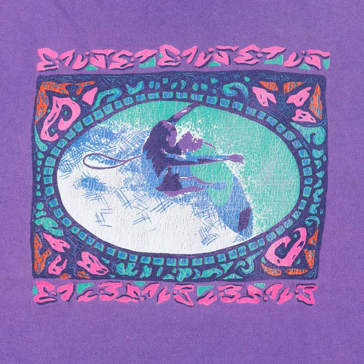 90'S IZOD Print T-Shirt, Made in USA, Men's Size M (Equivalent), Vintage cotton purple type Vintage Second Hand