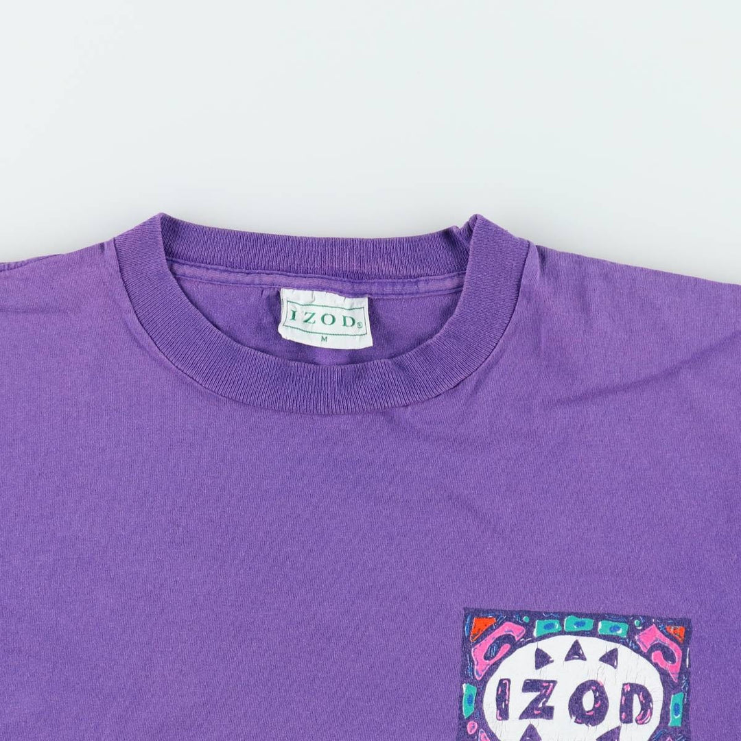 90'S IZOD Print T-Shirt, Made in USA, Men's Size M (Equivalent), Vintage cotton purple type Vintage Second Hand