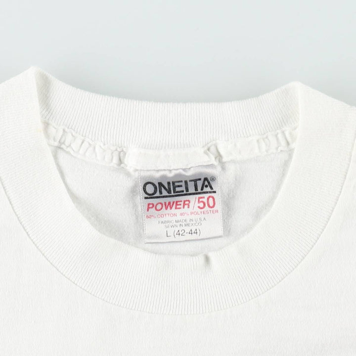 90's ONEITA POWER cotton white type Vintage Second Hand