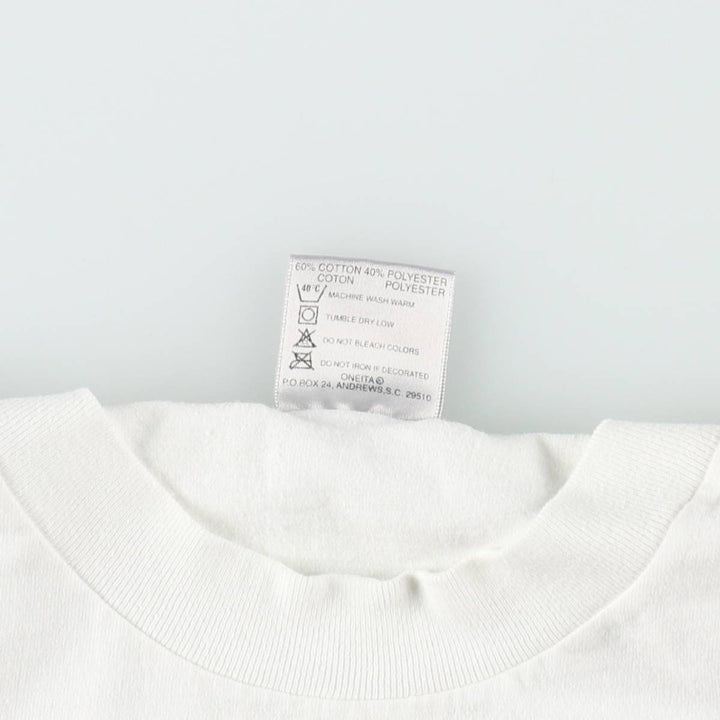 90's ONEITA POWER cotton white type Vintage Second Hand