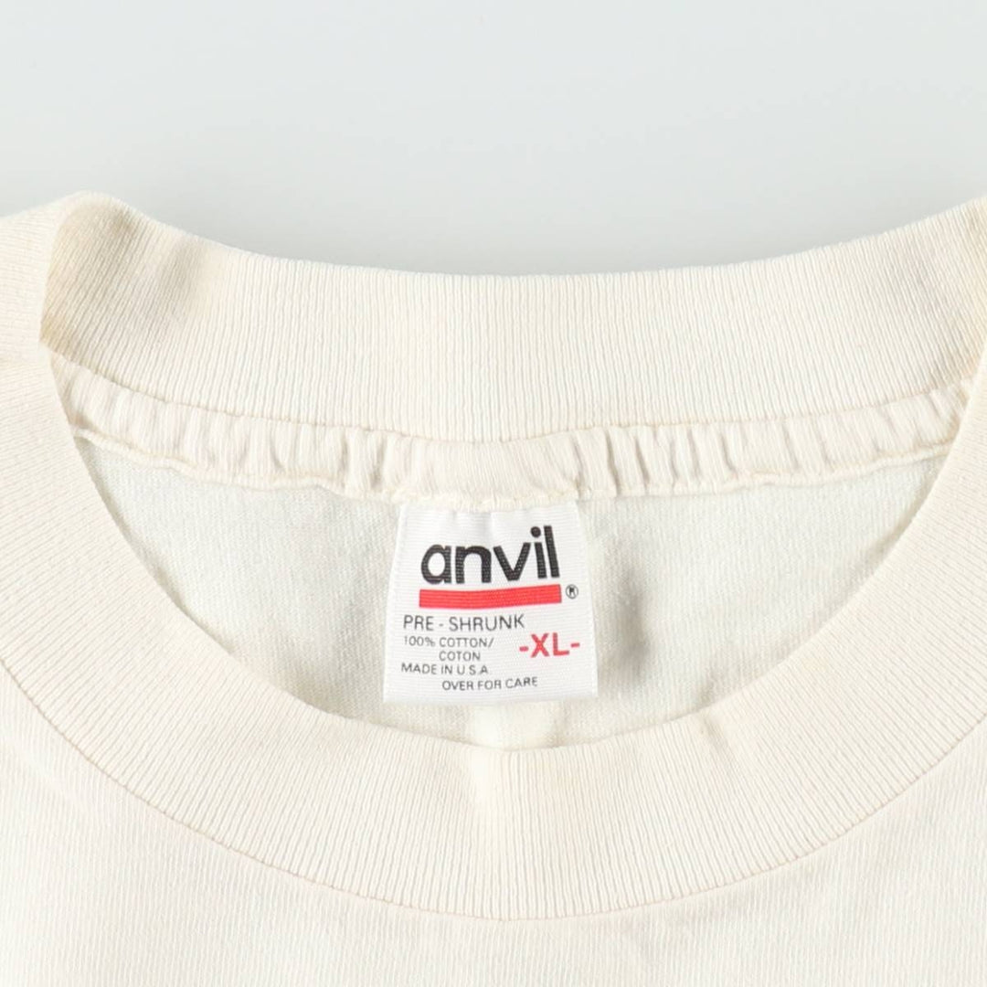 90'S Anvil Printed T-shirt Made in USA Men's XL Vintage cotton unbleached Vintage Second Hand