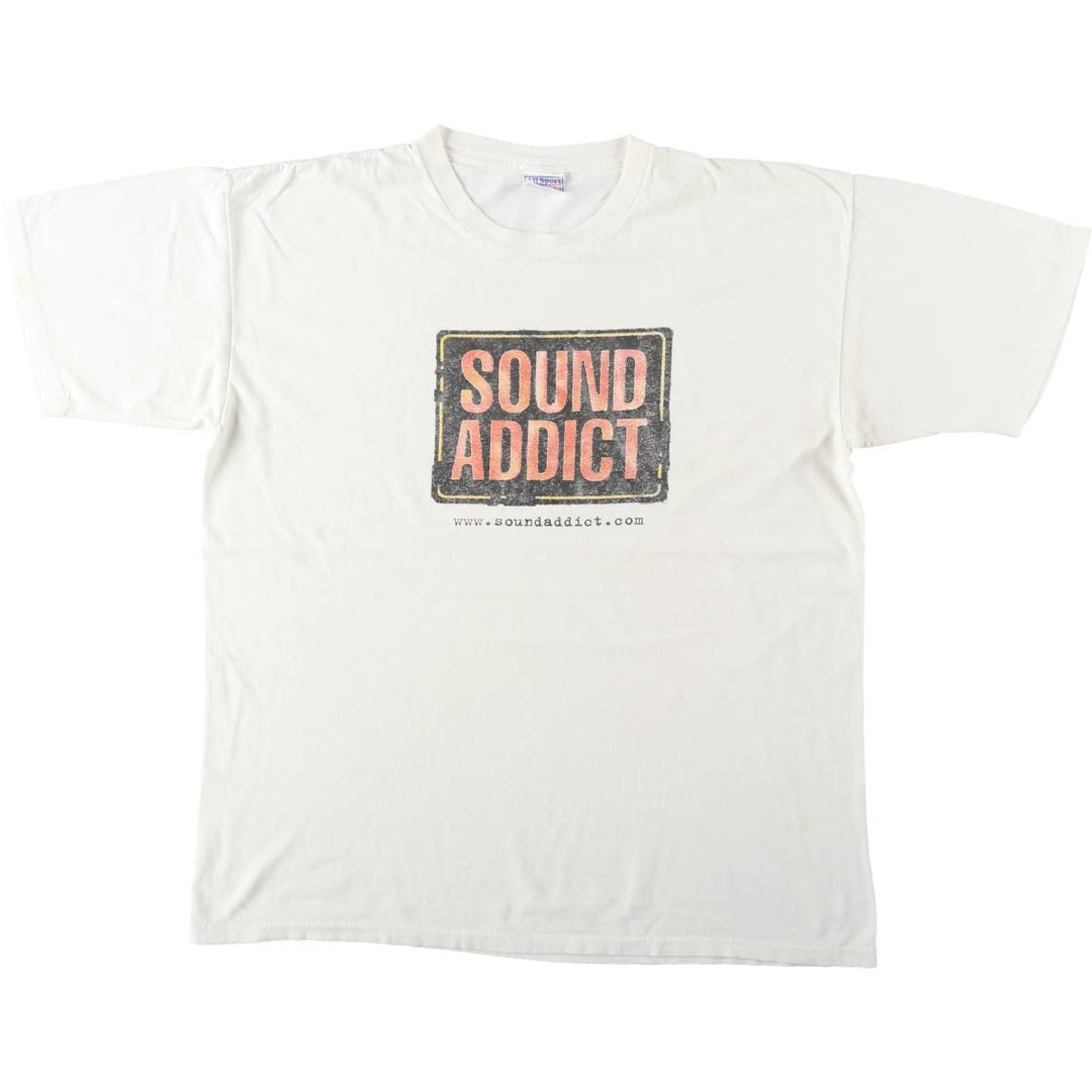 90'S All Sport SOUND ADDICT Print T-Shirt, Men's XL equivalent, Vintage cotton white type Vintage Second Hand