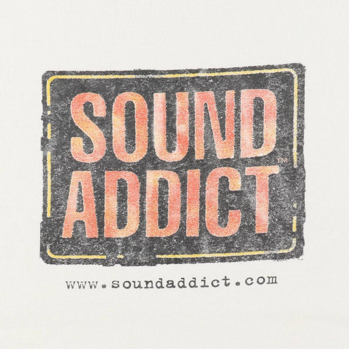 90'S All Sport SOUND ADDICT Print T-Shirt, Men's XL equivalent, Vintage cotton white type Vintage Second Hand
