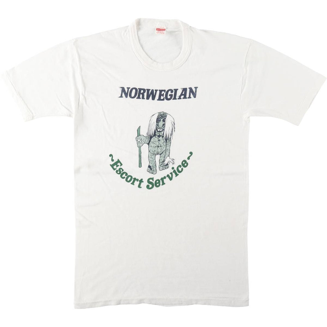70s-80'S Healthknit Printed T-Shirt, Made in USA, Men's Size L (Equivalent), Vintage cotton white type Vintage Second Hand