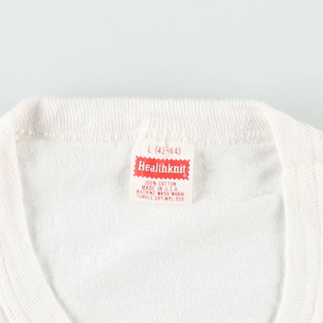 70s-80'S Healthknit Printed T-Shirt, Made in USA, Men's Size L (Equivalent), Vintage cotton white type Vintage Second Hand