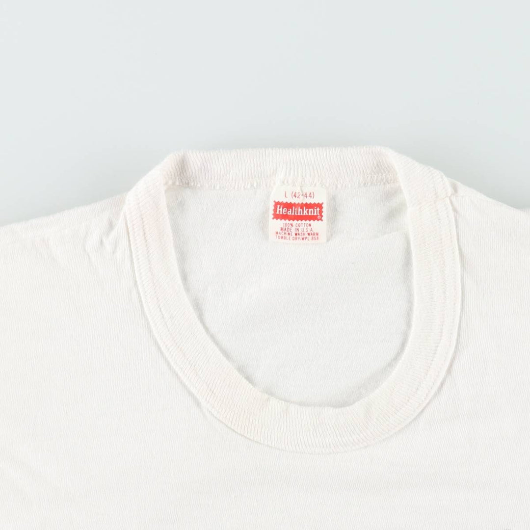 70s-80'S Healthknit Printed T-Shirt, Made in USA, Men's Size L (Equivalent), Vintage cotton white type Vintage Second Hand
