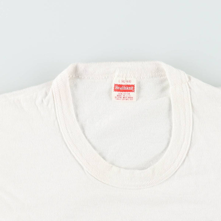 70s-80'S Healthknit Printed T-Shirt, Made in USA, Men's Size L (Equivalent), Vintage cotton white type Vintage Second Hand