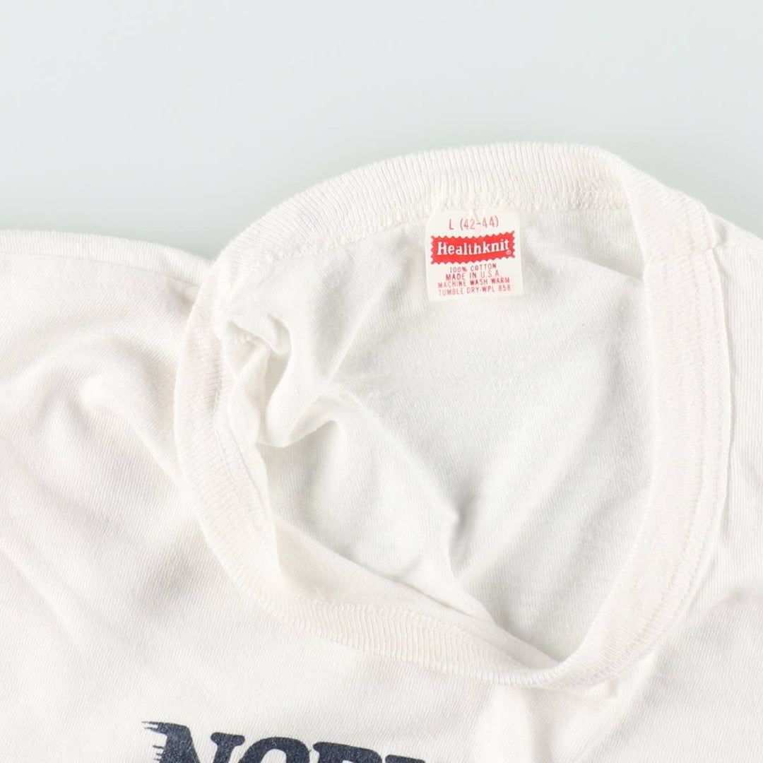 70s-80'S Healthknit Printed T-Shirt, Made in USA, Men's Size L (Equivalent), Vintage cotton white type Vintage Second Hand