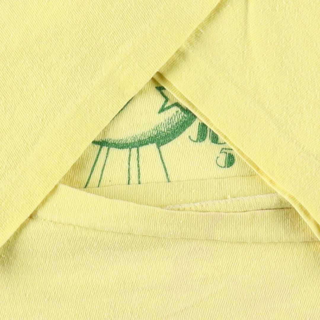 80'S Hanes Triangle Tag Printed T-Shirt, Made in USA, Men's Size L (Equivalent), Vintage cotton yellow type Vintage Second Hand