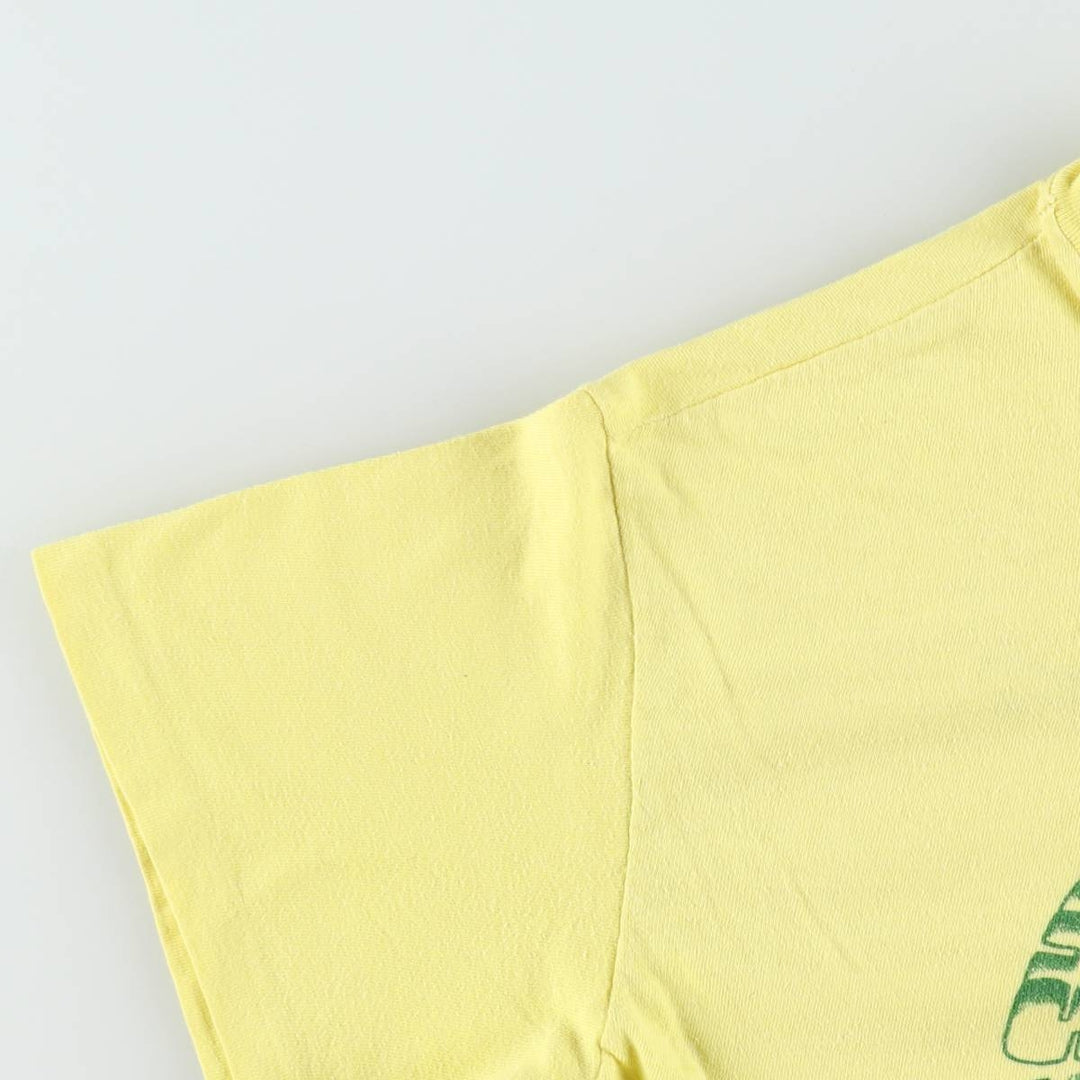 80'S Hanes Triangle Tag Printed T-Shirt, Made in USA, Men's Size L (Equivalent), Vintage cotton yellow type Vintage Second Hand