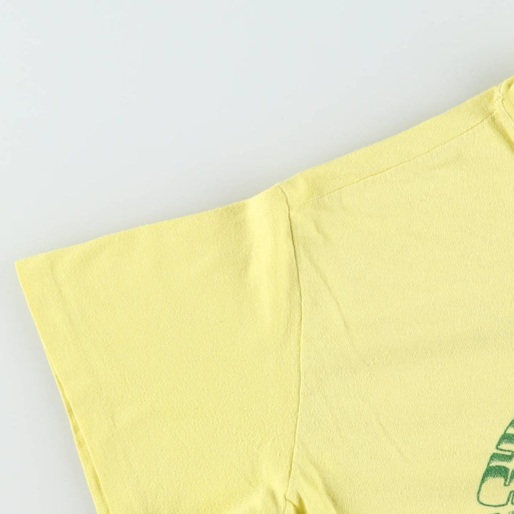 80'S Hanes Triangle Tag Printed T-Shirt, Made in USA, Men's Size L (Equivalent), Vintage cotton yellow type Vintage Second Hand