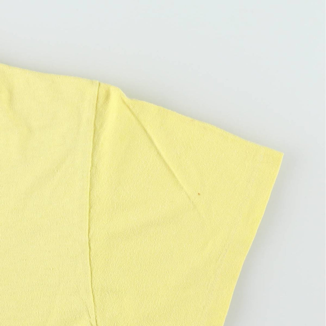 80'S Hanes Triangle Tag Printed T-Shirt, Made in USA, Men's Size L (Equivalent), Vintage cotton yellow type Vintage Second Hand