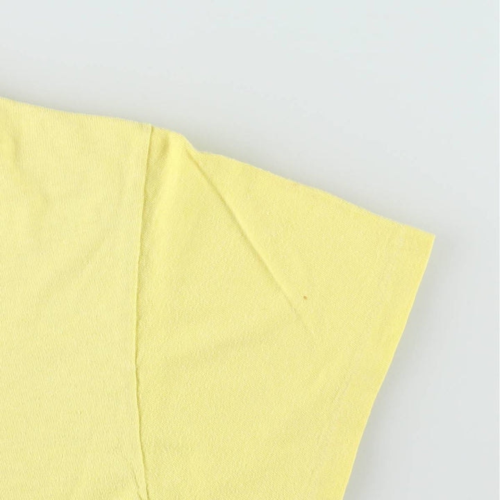 80'S Hanes Triangle Tag Printed T-Shirt, Made in USA, Men's Size L (Equivalent), Vintage cotton yellow type Vintage Second Hand