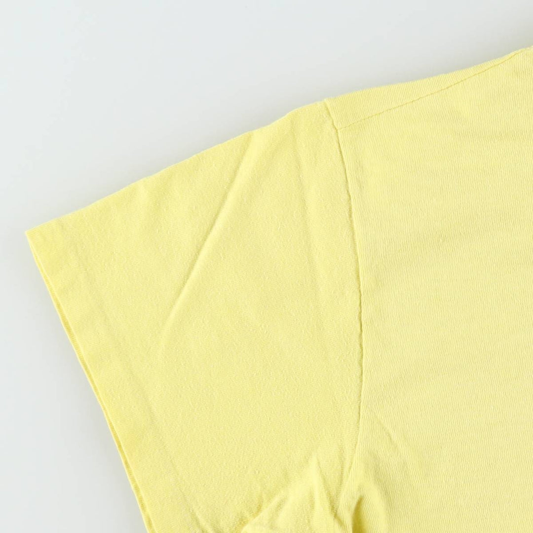 80'S Hanes Triangle Tag Printed T-Shirt, Made in USA, Men's Size L (Equivalent), Vintage cotton yellow type Vintage Second Hand