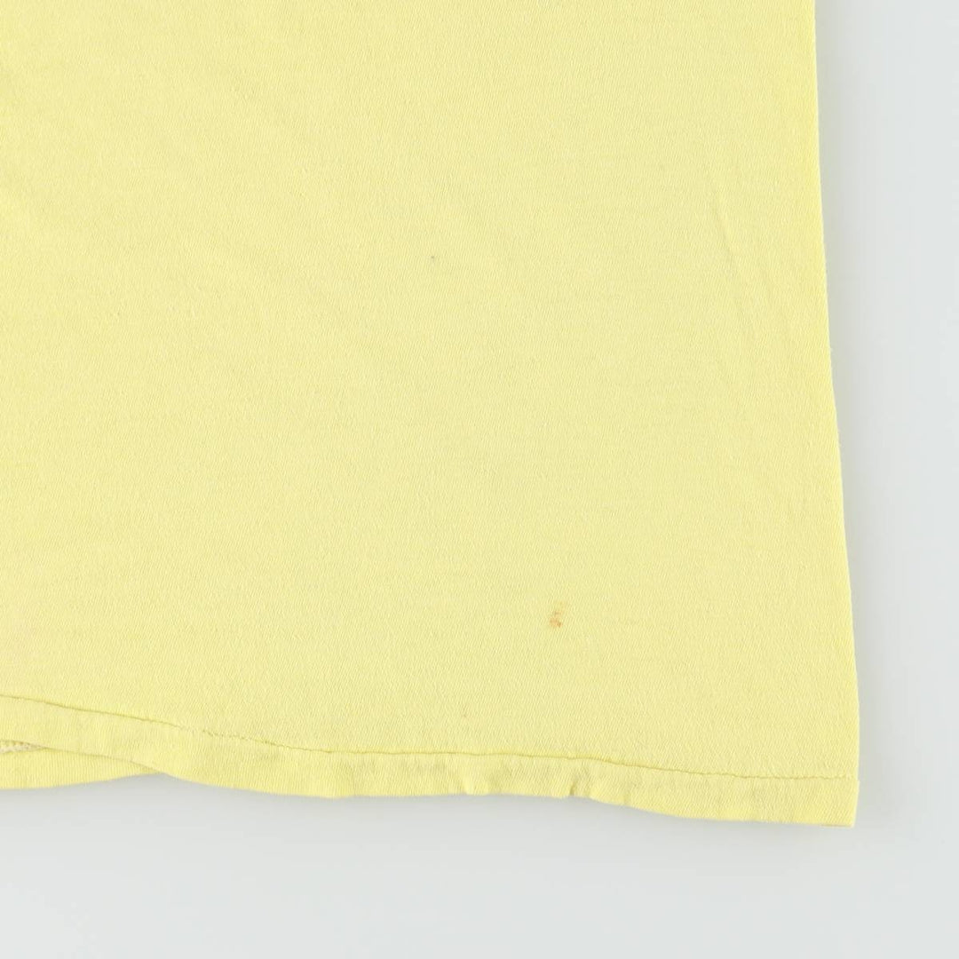 80'S Hanes Triangle Tag Printed T-Shirt, Made in USA, Men's Size L (Equivalent), Vintage cotton yellow type Vintage Second Hand