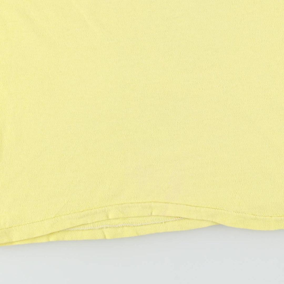 80'S Hanes Triangle Tag Printed T-Shirt, Made in USA, Men's Size L (Equivalent), Vintage cotton yellow type Vintage Second Hand