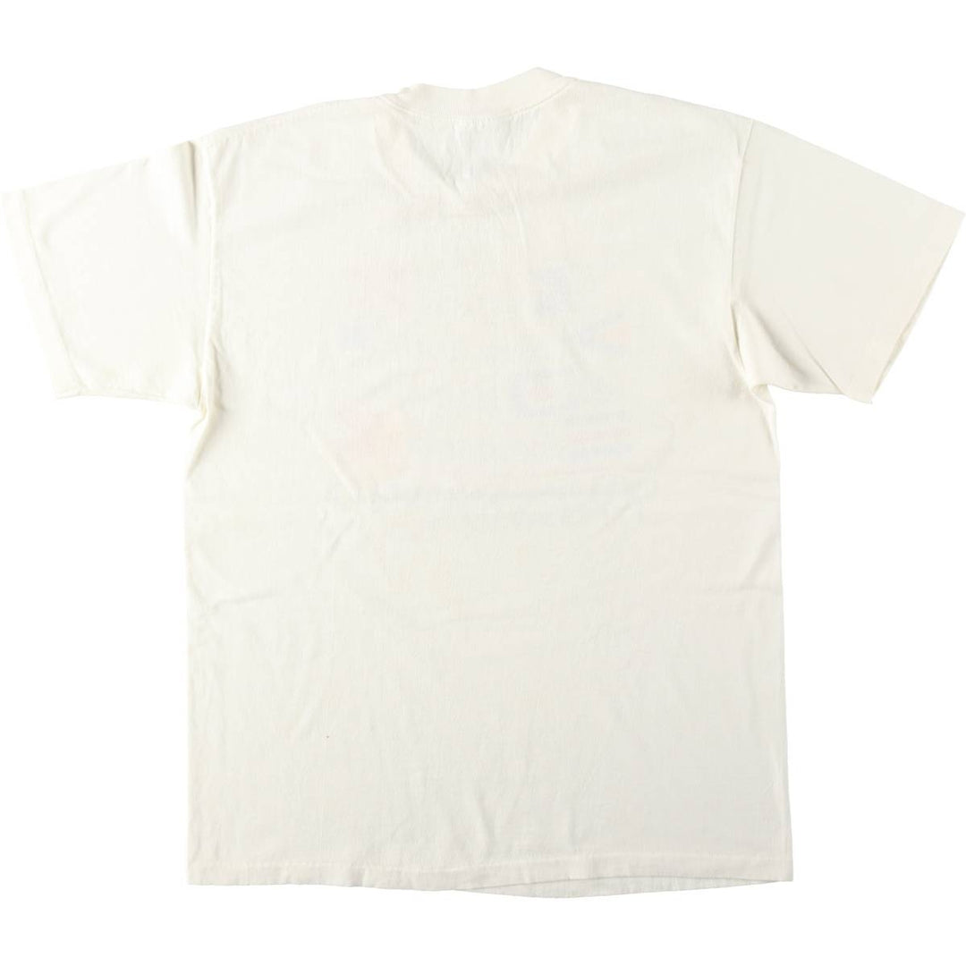 Vintage 90'S Hanes Heavyweight Printed T-shirt, Made in USA, Men's L size cotton ivory Vintage Second Hand