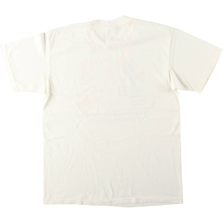 Vintage 90'S Hanes Heavyweight Printed T-shirt, Made in USA, Men's L size cotton ivory Vintage Second Hand