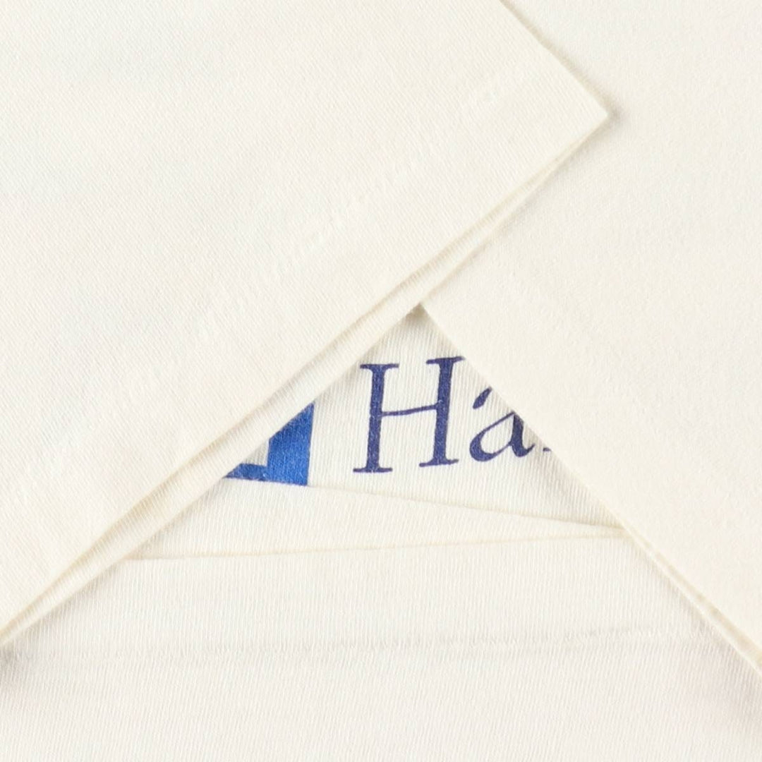 Vintage 90'S Hanes Heavyweight Printed T-shirt, Made in USA, Men's L size cotton ivory Vintage Second Hand