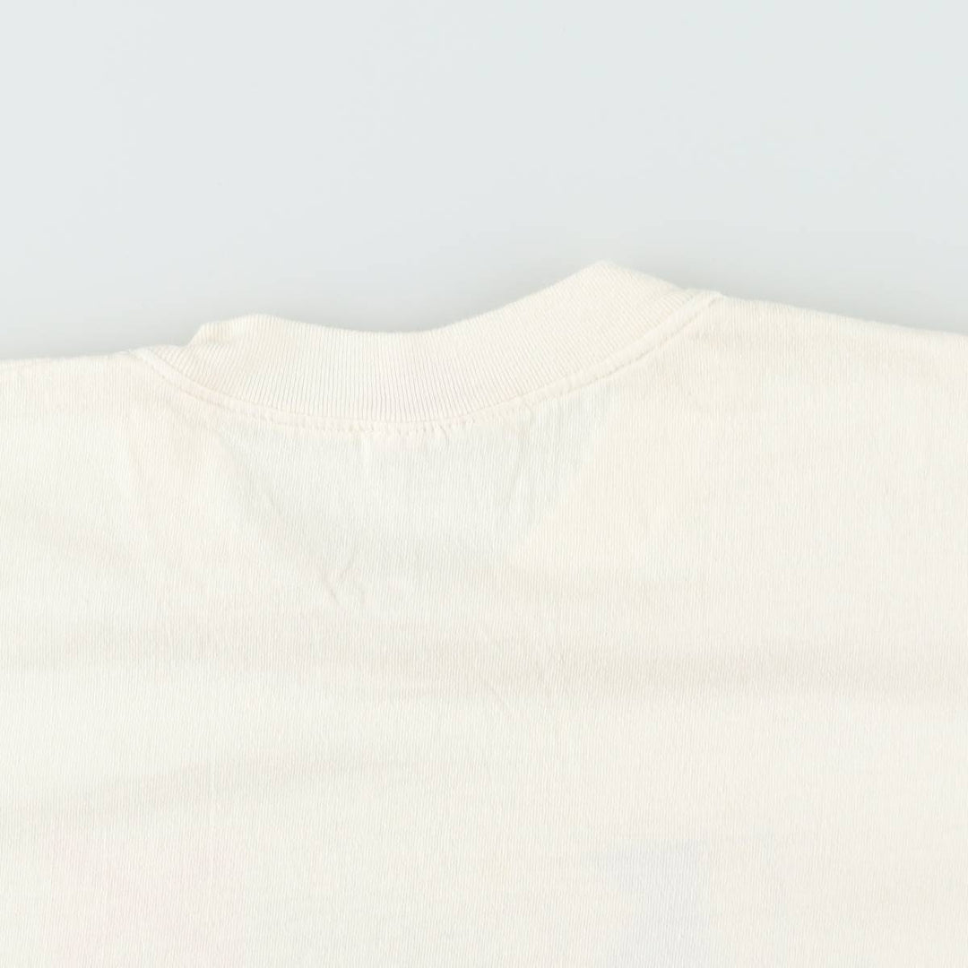 Vintage 90'S Hanes Heavyweight Printed T-shirt, Made in USA, Men's L size cotton ivory Vintage Second Hand