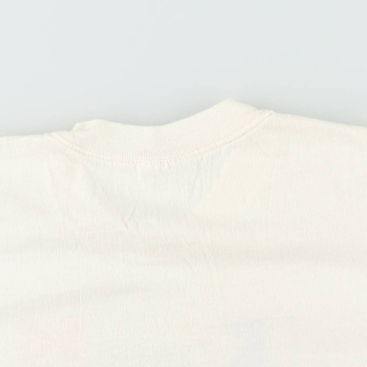Vintage 90'S Hanes Heavyweight Printed T-shirt, Made in USA, Men's L size cotton ivory Vintage Second Hand