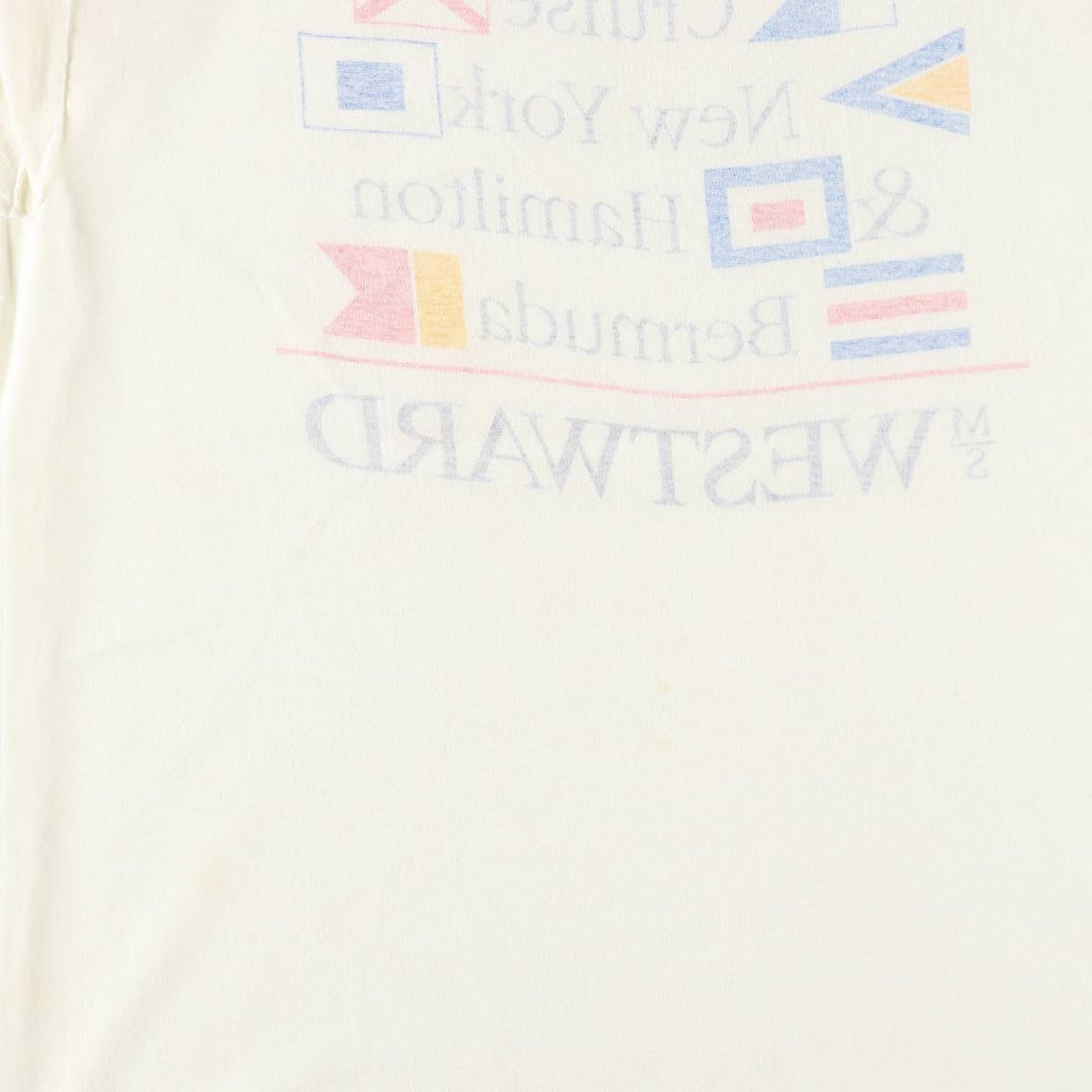 Vintage 90'S Hanes Heavyweight Printed T-shirt, Made in USA, Men's L size cotton ivory Vintage Second Hand