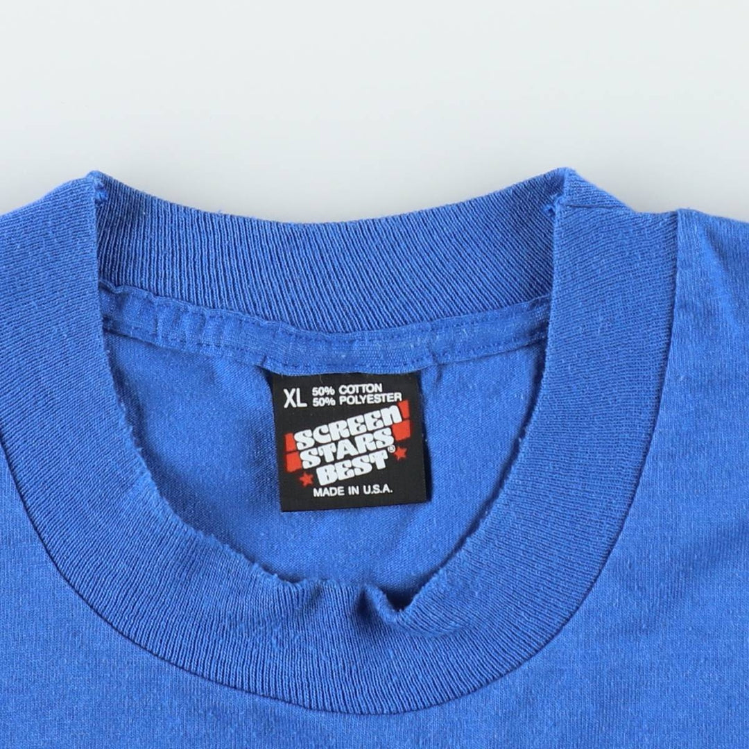 90'S SCREEN STARS Printed T-shirt Made in USA Men's XL Vintage cotton blue type Vintage Second Hand