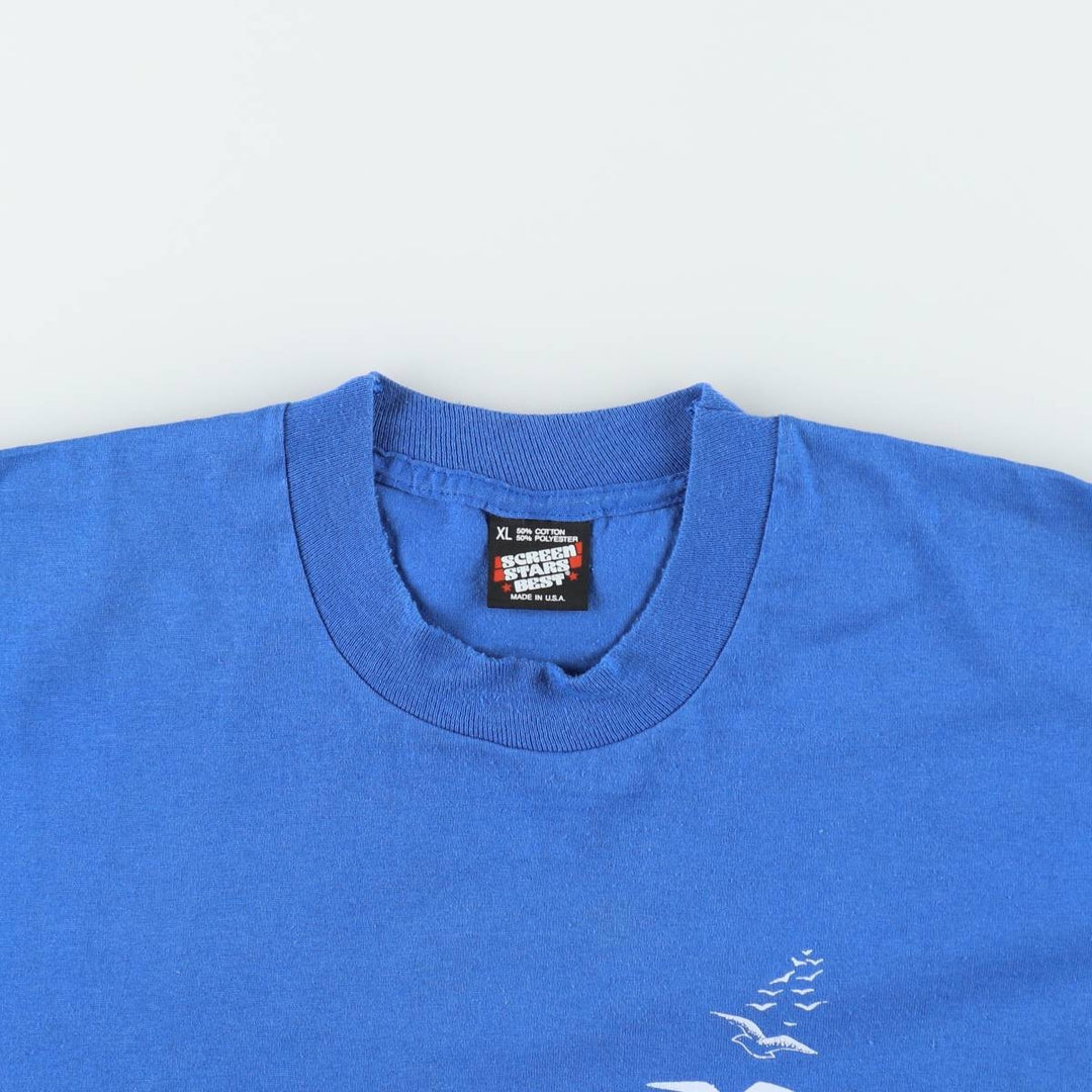 90'S SCREEN STARS Printed T-shirt Made in USA Men's XL Vintage cotton blue type Vintage Second Hand