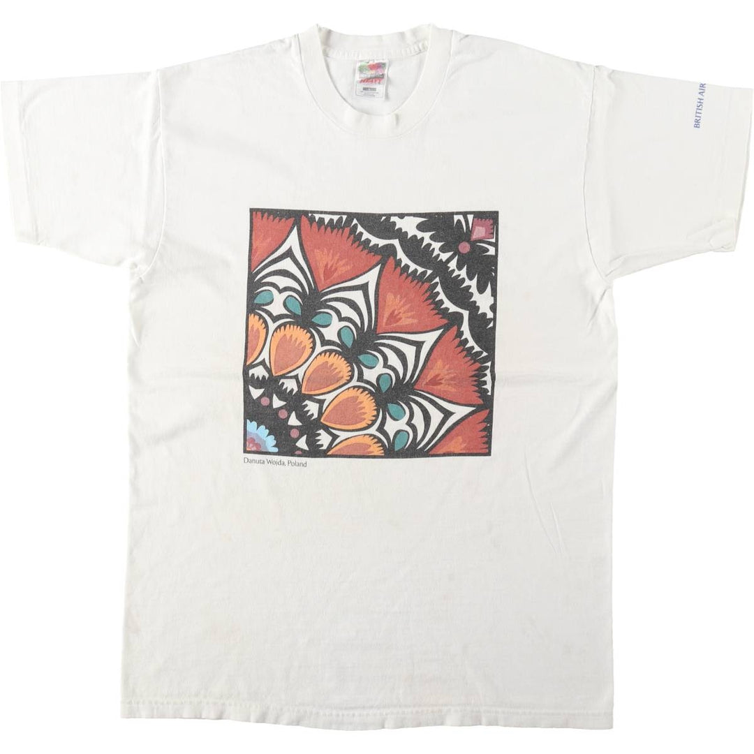 90'S Fruit of the Loom Heavy Cotton Advertising T-Shirt, Made in USA, Men's Size L (approx.), Vintage cotton white type Vintage Second Hand